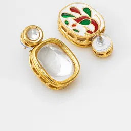 Anouk Gold-Plated Kundan Studded Geometric Shaped Drop Earrings image 2