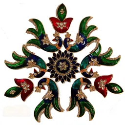 Kala Samarpan Red & Green Embellished Rangoli Centerpiece-25