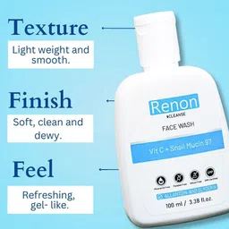 Renon Set Of 3 Vitamin C & Snail Mucin 97 Hydrating Facewash - 100 ml Each image 3