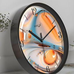 RANDOM Black & Blue Printed Contemporary Analogue Round Wall Clock-image-43