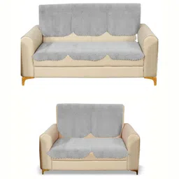 Fashion Throw Grey Velvet 4 Piece Sofa Cover-image-71