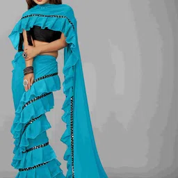 limtd Embellished Sequinned Pure Georgette Saree image 4