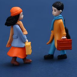 Spiaty Orange & Blue Romantic Winter Couple Figurine Showpiece-image-96
