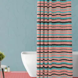 ArtzFolio Peach & Black Printed Waterproof Shower Curtain-image-65