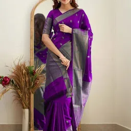 Sita Purple Silk Blend Woven Design Sarees-picture-35