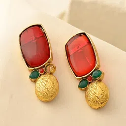 DASTOOR Gold-Plated Geometric Shaped Artificial Stones Drop Earrings-37