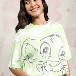 Tokyo Talkies Disney The Lion King Women Green Tie-Dye Boxy Crop T-Shirt-image-43