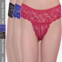 Fleurt Pack Of 3 Assorted Lace Bikini Briefs - HOBFPT3-OS-12-image-31