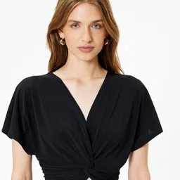 Koton Women Solid V-Neck Polyester Top-image-30