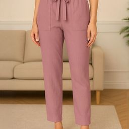CORSICA Women Peach Loose Fit Cotton Trousers-picture-15