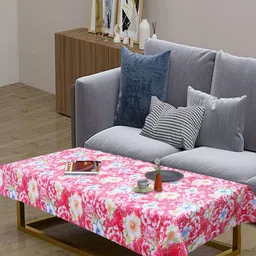 LooMantha Pink Floral Waterproof Plastic 4-Seater Table Cover-55