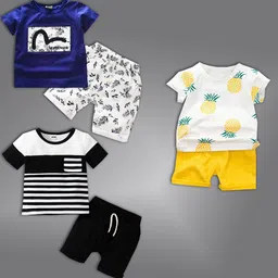 HELPOM Kids Pack Of 3 Striped Short Sleeves T-shirt With Shorts-picture-44