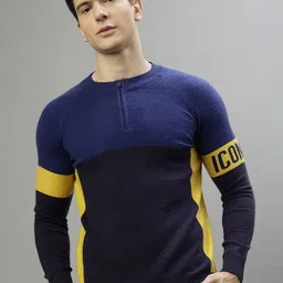 Iconic Men Typography Colourblocked Pullover-picture-16