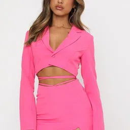 LULU & SKY V Neck Blazer With Skirt Co-Ords-image-92