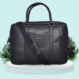 OLIVE MIST Unisex Textured Leather Laptop Bag-36