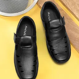 ARAMISH Men Ethnic Leather Fisherman Sandals-image-65