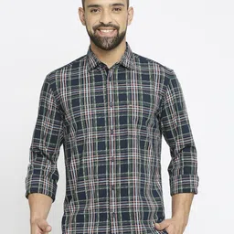 Basics Men Slim Fit Tartan Checks Opaque Checked Casual Shirt-image-96