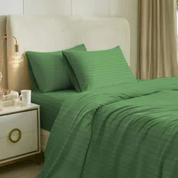 MARK HOME Green Striped Cotton 210 TC Queen Bedsheet with 2 Pillow Covers-2.74 m x 2.23 m-image-18