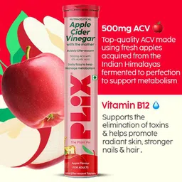 PLIX THE PLANT FIX Set Of 8 Apple Cider Vinegar Effervescent- 15 Tablets Each- Apple image 4