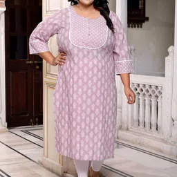 KALINI Floral Printed Regular Cotton Straight Kurta-image-81