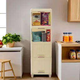 RUBOXA Cream-Coloured Textured 4 Units Multi-Utility Cabinet Organizer-10