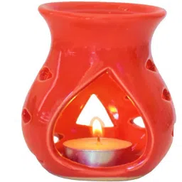 Ceramic Aroma Oil Burner Red Color Diffuser, Diffuser Set, Aroma Oil-8