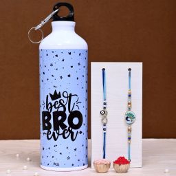 Designer Rakhi Gift Set For Brother Combo With Roli Chawal Greeting Card- SIP-1-C33-34 Mauli Thread Bottle, Rakhi, Greeting Card, Chawal Roli PackSet-image-22