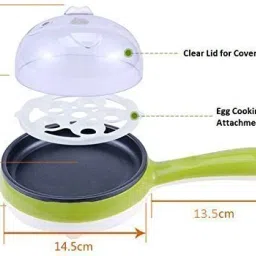 pratyaksh 2 in 1 Single Layer Egg Boiler Steamer Cooker with Handle and Capacity of 7 Eggs |Egg Boiling Non-Stick Steamer and Egg Frying Pan Machine Egg Cooker image 4