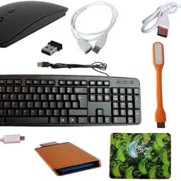 ANJO Combo 9 in 1 Pack Wired USB Standard Multi-device Keyboard Compatible with Desktop, Laptop, Mac Easy to Use,Plug and Play,Quick, Comfy Durable body-2