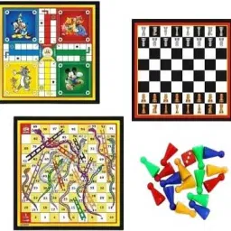 Ludo+Chess + Snake & Ladders 3 in 1 Board Game Combo With One Set OF Ludo Coins 20 cm Chess Board-picture-6