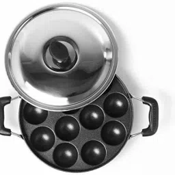 Non-Stick 12 Cavity Appam Patra/Ponganal Maker (Aluminium, Non-Stick) Paniarakkal with Lid 1 L capacity 23 cm diameter-17
