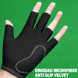 lqz Left Hand Open Finger Pool Glove Ice Silk Nylon Skull Print Microfiber Palm Pool Table Pocket image 4