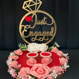 Just Engaged Ring Platter for Engagement Ceremony Wood Decorative Platter-14