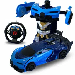 Remote Controlled Transforming Cars B-M-W Transformer Car - RC Transformation Remote Deformations Convert from Cars to Robot Car Toy - Blue-23