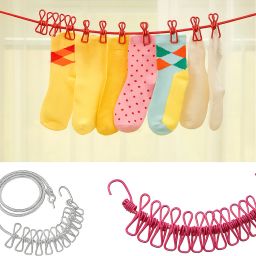 Nylon Retractable Clothesline (1.8 m) Kapde sukhane ki rassi (Multicolor) Nylon Retractable Clothesline-image-11