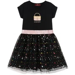 AIGNER Girls Graphic Printed Sequined Fit & Flare Dress-image-28
