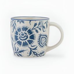 Fabindia Navy Blue & White Floral Printed Ceramic Matte Mug 300 ml-image-78