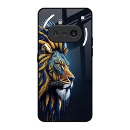 QRIOH Unisex Nothing Phone 3a Animated Lion Impact Resistant Glass Back Case-picture-27