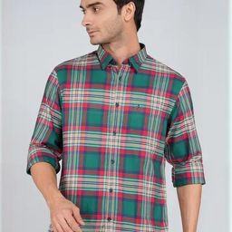 Indian Terrain Slim Fit Tartan Checks Checked Button-Down Collar Shirt-picture-32