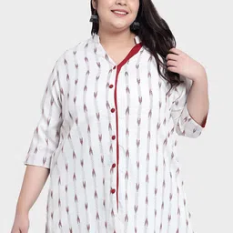 Indietoga Print Cotton Shirt Style Longline Top-15