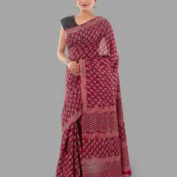 HANDICRAFT PALACE Ethnic Motifs Pure Cotton Block Print Saree-image-61
