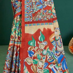 Munir Kalamkari Printed Pure Cotton Block Print Saree image 3