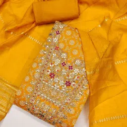 LeeliPeeri Designer Floral Embroidered Embellished Chanderi Silk Unstitched Dress Material-image-73