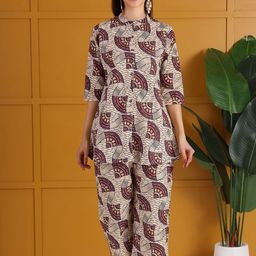 DARVI Printed Collor Neck Shirt With Trousers Co-Ords-image-73