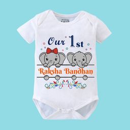 BLUSHES Infants Raksha Bandhan Printed Pure Cotton Short Sleeve Bodysuit-image-95
