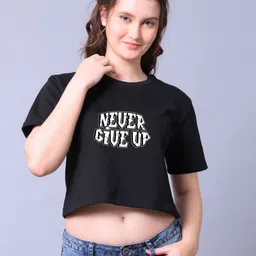 Lazy Lush Women Typography Printed Cotton Crop Top-image-80