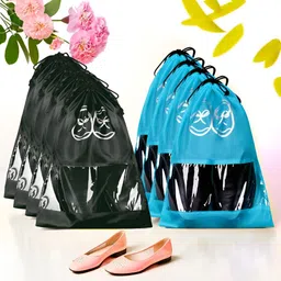 Aura Black & Blue 8 Pieces Reusable Shoes Organisers-image-96