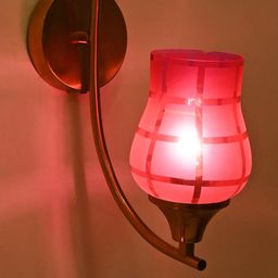SOMIL Pink Printed Glass Cylinder Shaped Wall Lamp-11