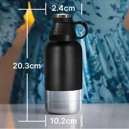 MELBIFY Black 3 in 1 Thermosteel Water Bottle Insulated Flask With Cup & Sipper Lid image 3