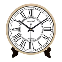 OLIVE TREE Peach-Coloured & Black Printed Contemporary Round Shaped Analogue Table Clock-13